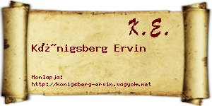 Königsberg Ervin névjegykártya